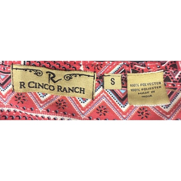 R Cinco Ranch Womens Southwest Western Red Patterned Sheer Open Front Cardigan S - Picture 5 of 6